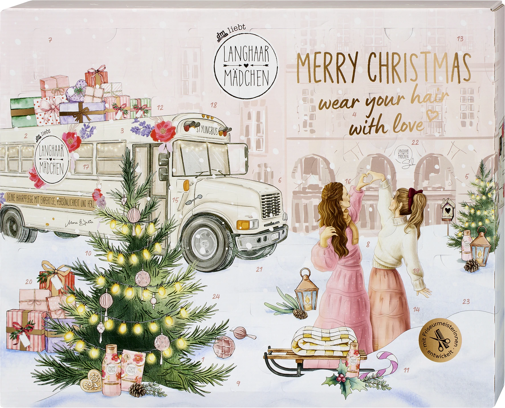 LANGHAARMÄDCHEN Adventskalender 2026 MERRY CHRISTMAS Vorderseite
