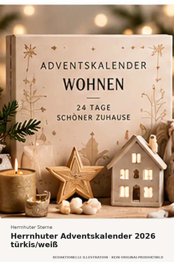 Herrnhuter Adventskalender 2026 türkis/weiß