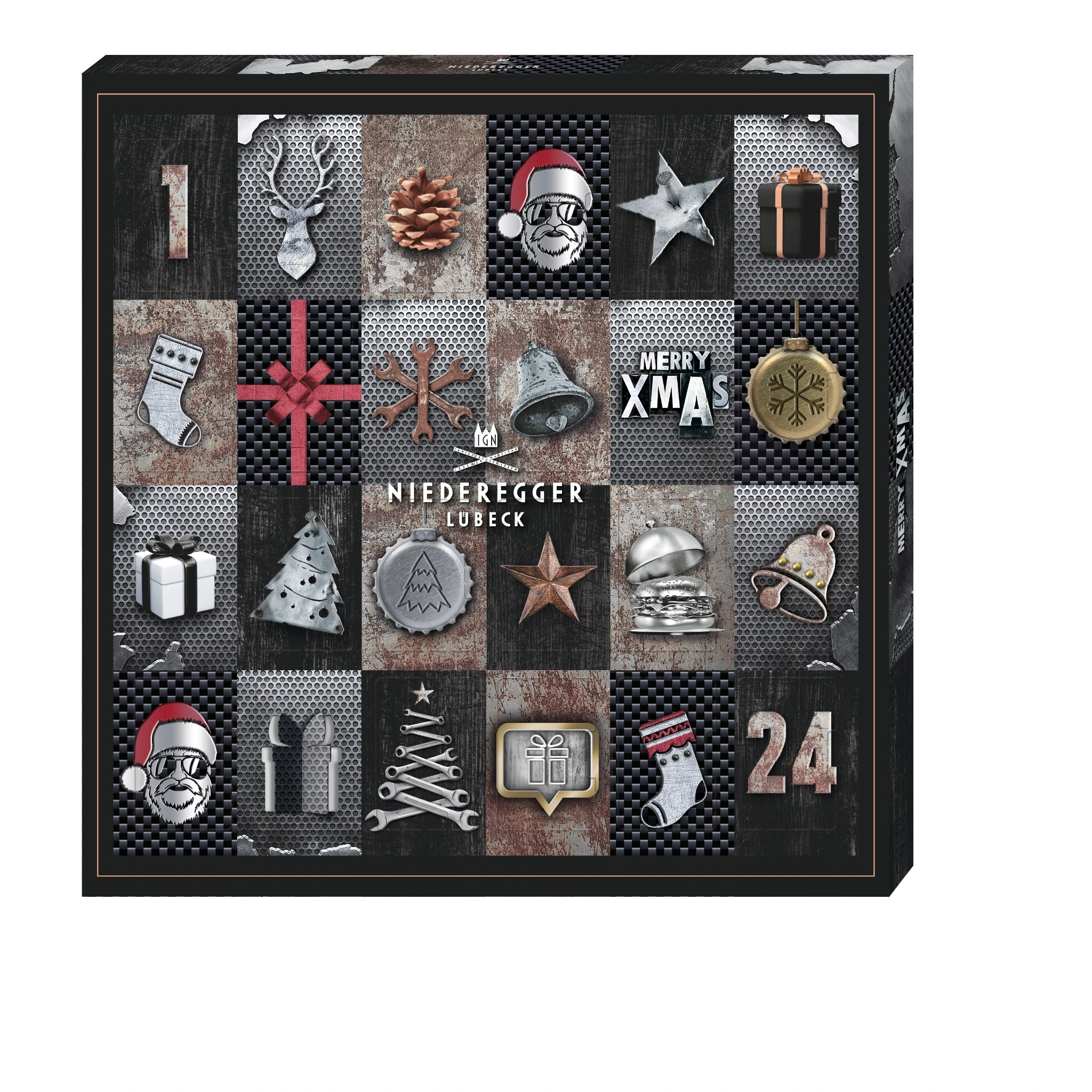 Niederegger Mini-Adventskalender Maennersache 2026 mit Nussknacker-Design