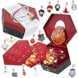 Harry Potter Adventskalender 2023 Kinder Schmuck Weihnachts Adventskalender mit Charms Geschenke für Mädchen (Jewellery Box Rot)