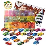 LIHAO Adventskalender Mini Auto Spielzeug Spielzeugauto in Geschenkpackung Weihnachten für Kinder Junge Mädchen 24 Stück (MEHRWEG)